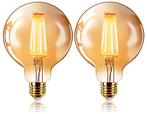 LED Vintage Edison Glühbirne G125 6W E27 Warmweiß 2200K Edison Glühbirne Vintage Retro Stil Dekorative Licht Glühfaden Glühbirne (2 Stück)
