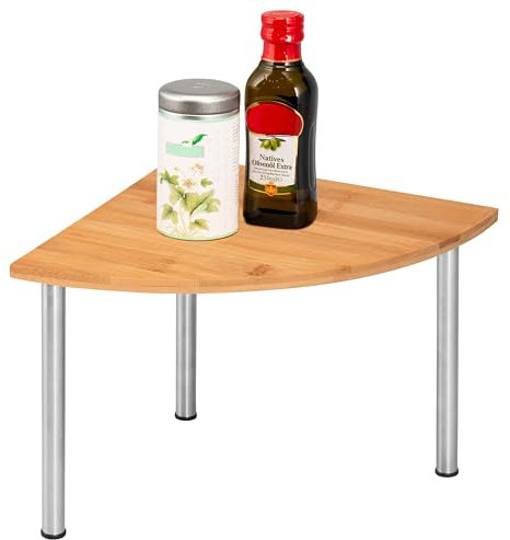 bremermann Bambus-Eckregal mit Edelstahl // ca. 25 x 20 x 25 cm (B/H/T) Küchenregal für mehr Stellfläche