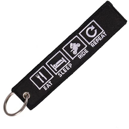Porte-clés de voiture, porte-clés pour moto, porte-clés original en tissu Eat Sleep Ride Repeat