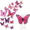 Schmetterling Wandaufkleber 36 Stück,3D Schmetterlinge Wandtattoos,Schmetterling Wandgemälde für Schlafzimmer, Garten, Party, Hochzeitsdekoration(Lila/Rosa/Rot)