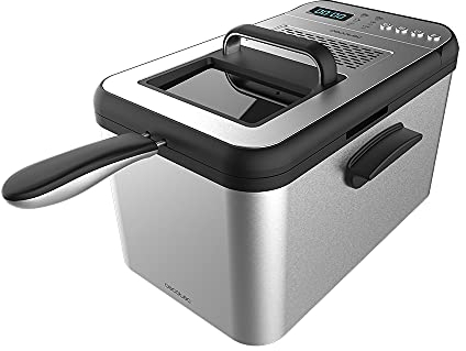 Cecotec Friggitrice digitale di 4,2 Litri Cleanfry Luxury 4000. 3270 W, Elegante design in acciaio inossidabile e incorpora 5 programmi predefiniti