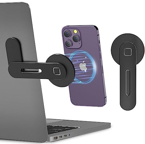 CloudValley Soporte Ajustable para Laptop, Soporte magnético para teléfono, Clip de Montaje Lateral Delgado de Aluminio para iPhone Serie MagSafe y Todos los teléfonos, Soporte de expansión portátil