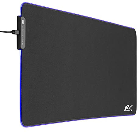 NanoRS RS705 Tappetino Gaming per Mouse Rollable base in gomma antiscivolo Mousepad (800x300x4mm con Illuminazione LED RGB)