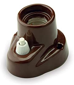 AMARCORDS - Appliques en porcelaine avec bouton, prise E27, base avec interrupteur, douille vintage de couleur MARRON