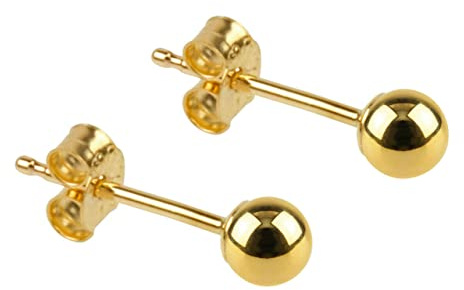 KUTEZY JEWELLERY - 3mm to 8mm 18K Gold Plated Ball Stud Earrings on 925 Sterling Silver