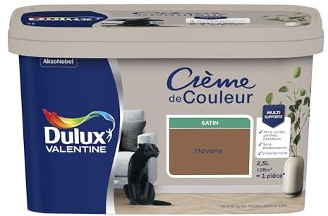 Dulux Valentine Crème de Couleur - Peinture multi-supports intérieure - Satin Havane 2,5 L