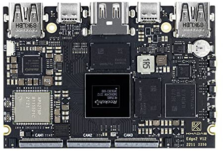 Mini ARM PC, Khadas Edge2 Basic Maker Kit RK3588S Single Board Computer, 8GB LPDDR4X 2112MHz, 64-bit,emmc5.1 32GB, 6 TOPS AI NPU, 8K HD Display & Decoder, 4K UI & 4 Independent Display