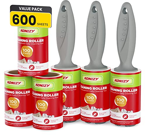 KONIZY Fusselrollen für Tierhaare extra klebrig, 600 Blatt Mega Value Set Fusselrolle