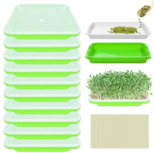 Legigo 10 Pack Seed Sprouter Trays, Microgreens Growing Trays Kit | BPA Free & Soil Free, Reusable Sprouting Kit with Germination Paper for Wheatgrass, Beans, Cat Grass and Indoor Gardening