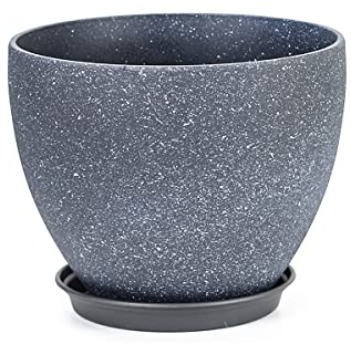 MissFox Vasi per Piante da Interno/Esterno con Sottovaso - Vasi Plastica per Piante con Fori di Drenaggio - Diametro 23 cm - Esterno Giardino Balcone Terrazzo