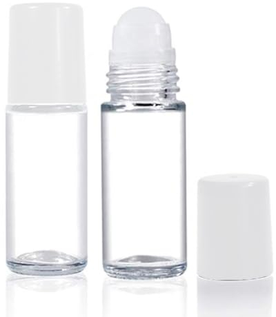 Botellas de cristal roll on aceites esenciales 50ml - 2 Envases de vidrio rellenable para aromaterapia, perfumes o masajes