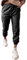 Damen Sport Leder Hose PU Lederhosen Kunstleder 7/8 Hosen Lang Jogginghose Mit Einer Kordel PU Lederhosen Streetwear Leggings Cool Hosen Mit Tasche