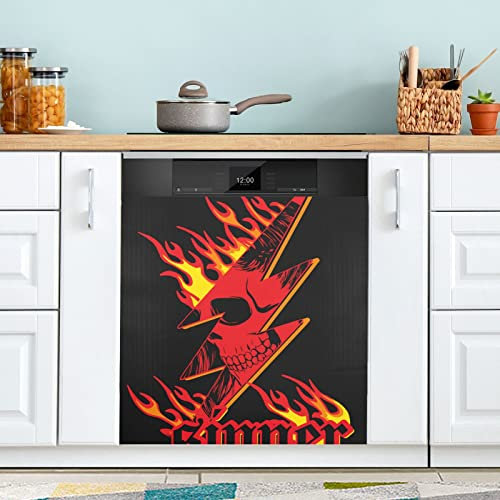Skull Red Black Dishwasher Magnet Cover 23 x 26 Kitchen Magnetic Appliance Cover Refrigerator Panel Decal Deco for Cabinet Kitchen Laundry Room Gifts