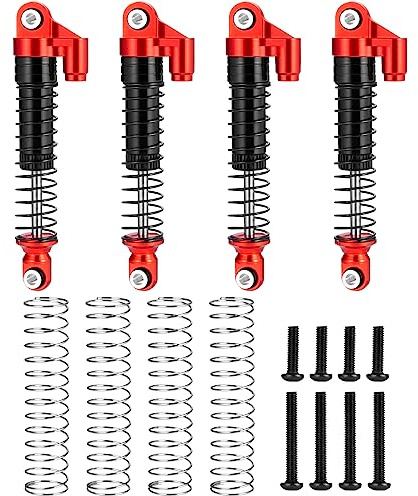 AXspeed für TRX4M Shock Kits 62mm Einstellbarer Langer Stoßdämpfer für TRX4-M Bronco Defender 1/18 RC Crawler Car Upgrade(Rot)