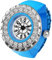 JewelryWe Ringuhr Fingeruhr Damen Elastisch - Elegant Glitzer Strass Rund Analog Quarz Fingerringuhr Ring Uhr Uhrenring mit Blau Legierung Elastisch Band