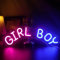 Panneaux néon LED pour garçon ou fille - Décorations de fête - Lettres néon pour annonce de grossesse - Fournitures de fête prénatale (rose-bleu)