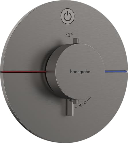 hansgrohe ShowerSelect Comfort S - Thermostat Unterputz, Armatur mit Sicherheitssperre (SafetyStop) bei 40° C, rundes Thermostat, Mischbatterie für 1 Verbraucher, Brushed Black Chrome