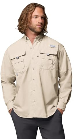 Columbia Men's Bahama 2 Long Sleeve Shirt, Long Sleeve Shirt, Fossil, XX-Large