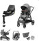 Maxi-Cosi Zelia S Trio Kinderwagen 3in1 Set, FamilyFix 360 drehbare Basisstation Bundle - Kinderwagen Travel System inkl. CabrioFix S i-Size Autositz, 0-4 Jahre, bis 22 kg, Grau + FamilyFix 360, Black
