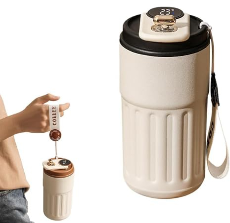 Termo de café con pantalla de temperatura, taza térmica inteligente de acero inoxidable, botella de agua de 450 ml para bebidas calientes, taza de viaje portátil aislada al vacío para viajes en casa