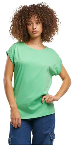 Build Your Brand Damen T-Shirt Ladies Extended Shoulder Tee, lang geschnittenes T-Shirt für Frauen, Baumwolle, Ghost Green, XS