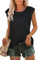 T-Shirts for Ladies Casual Short Sleeve Blouses Casual Loose Fitted Tee School Wear(Black,L)