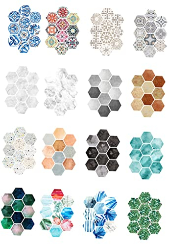 Veemoon 10 Stücke Fliesen Selbstklebende Peel Stick Klebstoff Hexagon Boden Aufkleber Aufkleber Holzmaserung Boden Ornament Nicht-dekorative Aufkleber