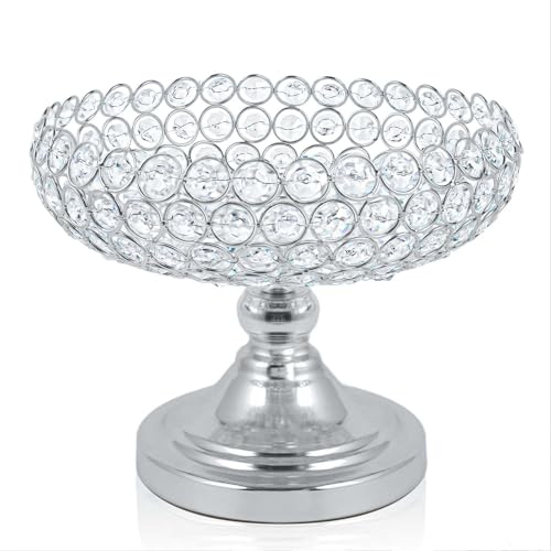 kolnlala Obstschale mit hohlgeschnitztem Design, Kristall-Obstschale für Tischdekoration, Theke, wunderschönes Obsttablett für Ihre Küche. Schönes Geschenk für sie. (Silber, Schüsselform, 1 Stück)