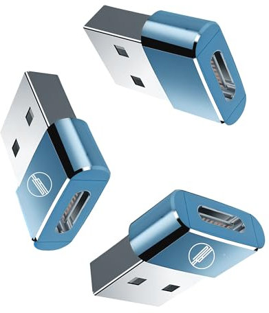 USB to USB C Adapter, 3PCS Type C Female to A Male Charger Cable Converter, usb C to usb A for Apple MacBook,iPhone 12 13 14 15 Max Pro,Airpods,iPad 10 Air 4 5 Mini 6,Galaxy S23 S24 (Light Blue)