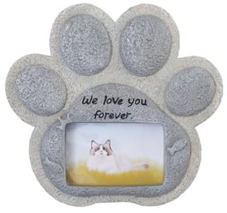 Hodeffior Pietra commemorativa per animali domestici, gatto, pietra commemorativa, giardino, resina realistica, stampa zampa di cane, pietra commemorativa, per interni ed esterni, per cani, gatti,