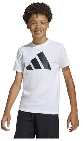 adidas Unisex Kinder Essentials BIG Logo T-Shirt, White/Black, 15-16 Years