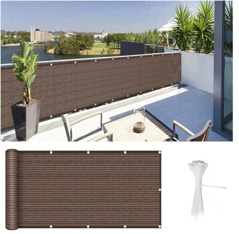 Wzmazingly Brise Vue Balcon Extérieur Hauteur 40cm/50cm/60cm Ecran De Balcon Anti-Regard Anti-âge HDPE Couverture De Clôture pour Patio Et Balcon (Color : Brown, Size : 40x900cm)