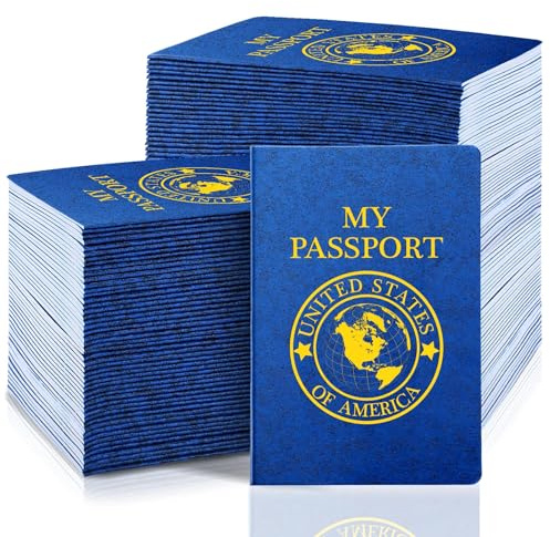 Woanger 100 Stück unbeschriftetes Reisepassbuch für Kinder, Erdfarben | Notizbuch, Tagebuch, 10,2 x 14 cm, für Aufkleber-Stempel-Sammlung, Schulklasse, Weltreise, Flugzeug, Partygeschenk