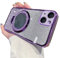 IMEIKONST Glitter Case for iPhone 15, Plated Flash Shell Makeup Mirror Ring Stand Function Camera Protector Shockproof Transparent TPU Cover for iPhone 15. Purple DSJ