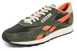 Reebok Men's Classic Nylon Sneaker, Hunter Green/Pump Orange/Vintage Chalk, 10 UK