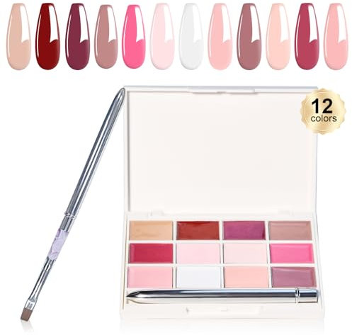 EODCI Solid Gel für Nägel, 12 Farben Cream Nail Polish, Solid UV LED Soak Off Gel Nagellack Nägel Farben Set mit Nagelbürsten für Nagellack Salon