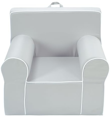 Heritage Kids Grey Everywhere Foam Armchair with Carry Handle and Removable Cover,25x21x22,Ages 3+
