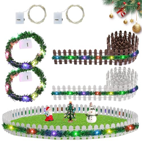 Miniatur Zaun Gartenzaun Holz,90 x 5cm Fairy Garden Holzzaun, Wichtel Zubehör Weihnachten Miniatur Zaun Holzzaun,Miniatur Wichtel Zubehör,Wichtel Haus DIY Dekoration Weihnachten für Miniatur Ornament