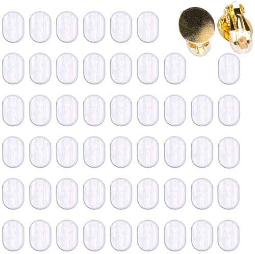 Almohadilla de Pendientes de Clip Transparente,Almohadilla Protectora del Lóbulo de la Oreja,Almohadilla para Pendientes de Clip,Almohadilla para Oídos de Plástico 50 Piezas Tokaneit