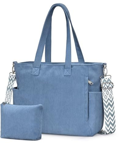 oscaurt Cord Tasche Handtasche Tote Bag Shopper Tasche Damen Laptop Bag Crossbody Groß Schultertasche mit Kosmetiktasche Umhängetasche Wickeltasche für Arbeit Einkaufen Reisen