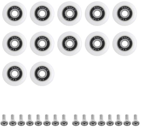 12 Kit Shower Doors Pulley with Screws,Curved Shower Doors Pulley,20mm Shower Door Wheels,Bathroom Door Wheels Replacement for Bathroom,Hotel
