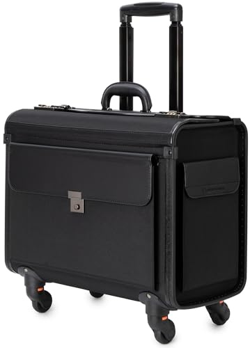 Alpine Swiss Wheeled Briefcase | Rolling Briefcase Locking Telescopic Handle 4 Replaceable Wheels | Pilot Lawyer Litigator Attache Case | 17” Laptop Compartment | Dual Combo Locks | Organizer Pockets