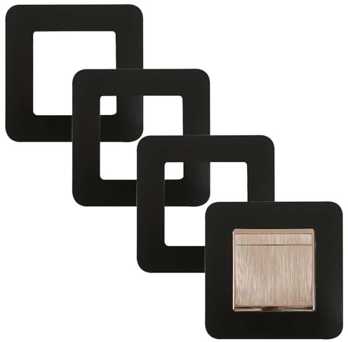 Light Switch Cover Plates, 4Pcs Light Switch Surround,Surround Single Light Switch Cover,Switch Sticker Cover Square Shape Luxurious Light Switch Cover WallFor Home Wall Switch Decoration (Black)