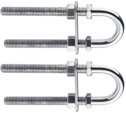 Folpus 2 piezas de de ojo de proa de popa de barco marino, pernos en U, accesorios para barco de acero inoxidable con arandelas de tuercas hexagonales