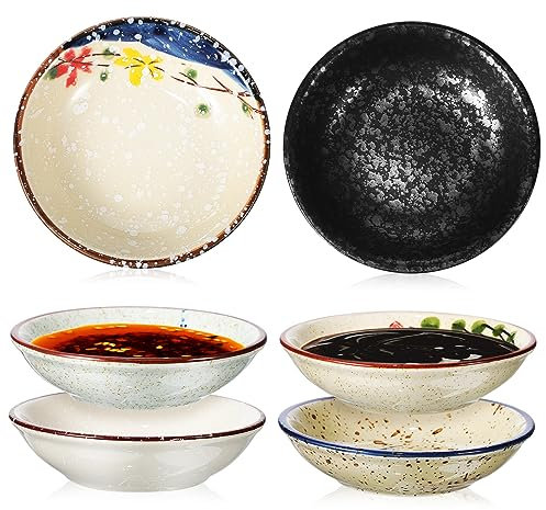 OFFSCH 6stücke Keramik Sojasauce Schälchen Saucenschalen Essigteller Keramik Soßenbehälter Für Süße Soße Gewürzbehälter Snackteller Für Restaurantzubehör