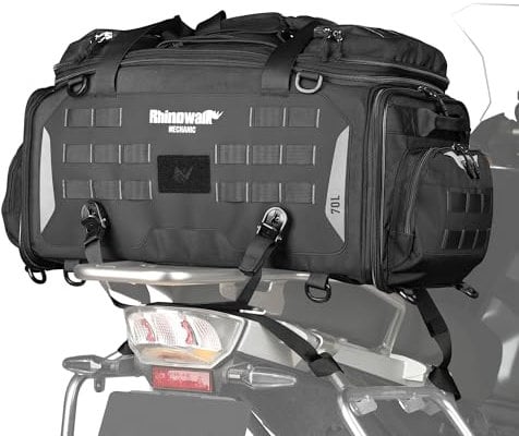 ENJOHOS Erweiterbar Hecktasche Motorrad Gepäcktasche 50-70L Wasserdicht Motorradtasche Heck Rucksack Multifunktional Motorrad Taschen hinten Gepäckrolle Rücksitztasche Reisetasche mit MOLLE System