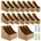 JIEHIN Lot de 20 porte-revues marron en papier kraft - 26 x 9 x 27 cm - Porte-revues de bureau - Porte-revues A4 - Avec étiquettes pour fournitures de bureau