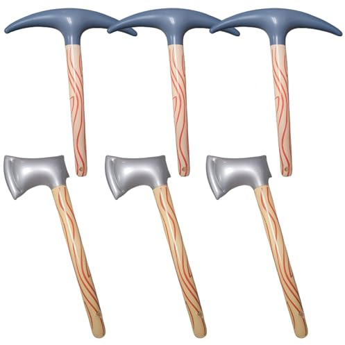 Ssguopte 6pcs aufblasbare Axenpickel 23 -Zoll realistische, durchlaufsichere PVC -PVC -aufblasbare Spielzeuge mit Ventil Handheld Leichtes Halloween -Requisiten für Cospaly, Parteigunst
