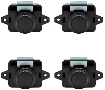 LIKERAINY Push Lock Schubladenverschlüsse Drucktastenschloss Schranktüren Schloss Schaltflächen Schlösser für Wohnwagen Wohnmobil Schrankknauf Schiff Yacht Schwarz 4 Stück