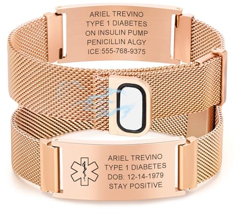 Notfallarmband SOS ID Armband Personalisierte - Verstellbare Edelstahl Medizinisches Alarm Armband mit Gravur Diabetes Epilepsie Allergie Telefonnummer Notfall Armbänder für Herren Damen Erwachsene
